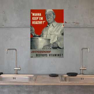 Retro  WWII Vitamins Gezond Voedsel Koken Poster