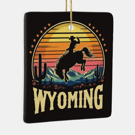 Retro Wyoming Cowboy Keramisch Ornament (Rechts)