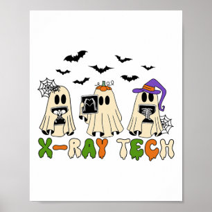 Retro X-ray Tech Halloween Ghost Radiology Ghost R Poster