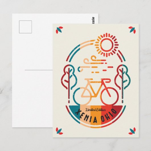 Retro Xenia Ohio Fietsroute Briefkaart (Voorkant / Achterkant)