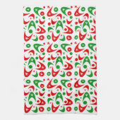 Retro Xmas Boomerangs Theedoek (Verticaal)