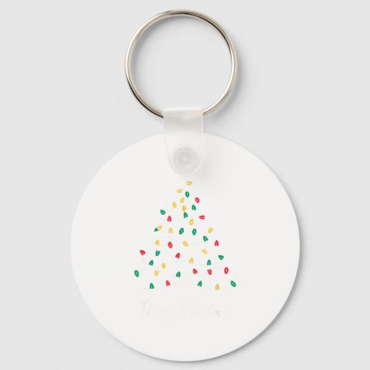 Retro Xmas Merry Christmas Tree Lights  Sleutelhanger (Voorkant)