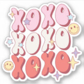 Retro XOXO Happy Valentijnsdag Vinyl Sticker (Voorkant)