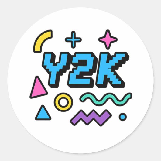 Retro Y2K Pixel Aesthetische Ronde Sticker 2000s (Voorkant)