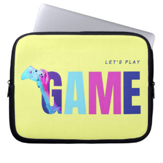 Retro Y2K Tech Synthwave Cyberpunk Gamer Geel Laptop Sleeve