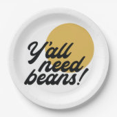 Retro 'Y all need Beans' Bean Protocol Papieren Bordje (Voorkant)