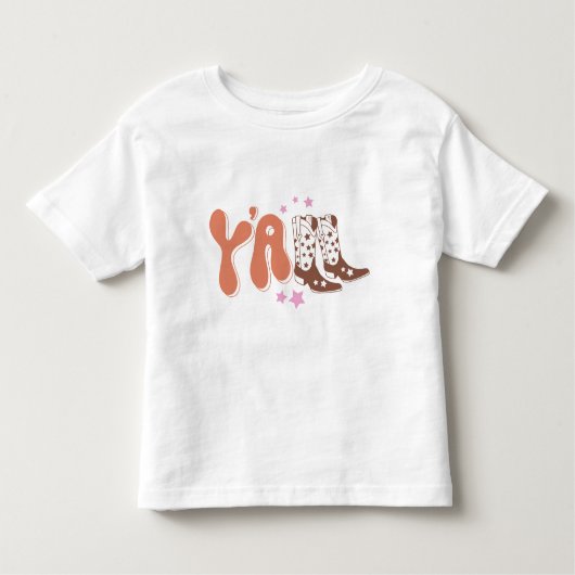 Retro "Y-all" Toddler T-Shirt met Boot Design (Voorkant)