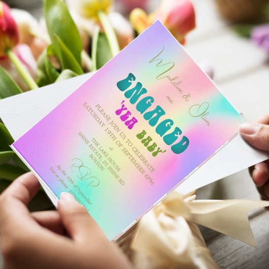 Retro Yea Baby Colorful Fiançailles Invitation