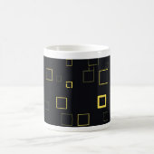 Retro Yellow, Black Pop Squares Art Pattern Mok (Center)