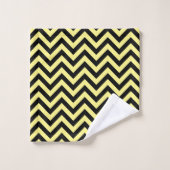 Retro Yellow Black Stripes Art Déco (Gant de toilette)