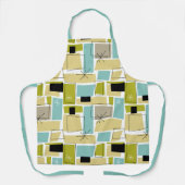 Retro Yellow Blue Squares Starburst midden eeuw Schort (Voorkant)