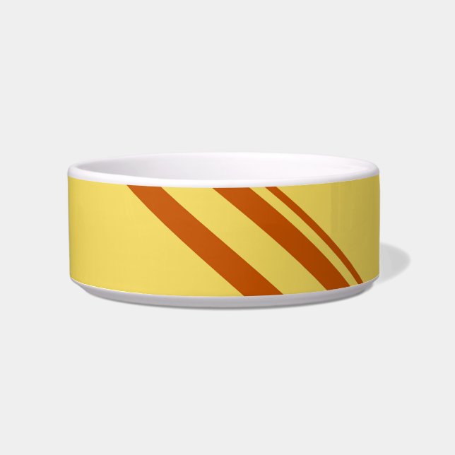 Retro Yellow Brown Stripes Pattern Bowl Voerbakje (Voorkant)