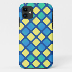 Retro Yellow en Blue Diamond Argyle iPhone 11 Hoesje