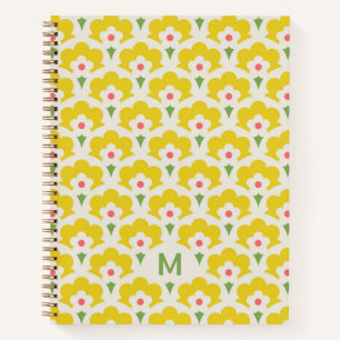 Retro Yellow Flower Garden Pattern Notitieboek