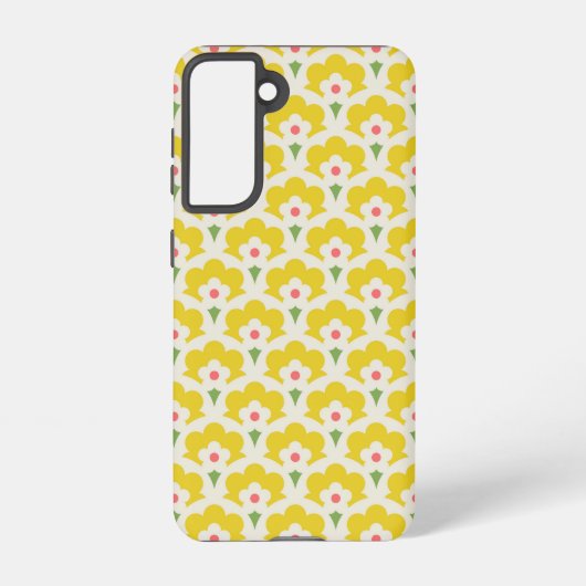 Retro Yellow Flower Garden Pattern Samsung Galaxy Hoesje (Achterkant)