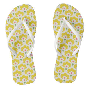 Retro Yellow Flower Garden Pattern Teenslippers