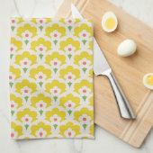 Retro Yellow Flower Garden Pattern Theedoek (Quarter Fold)