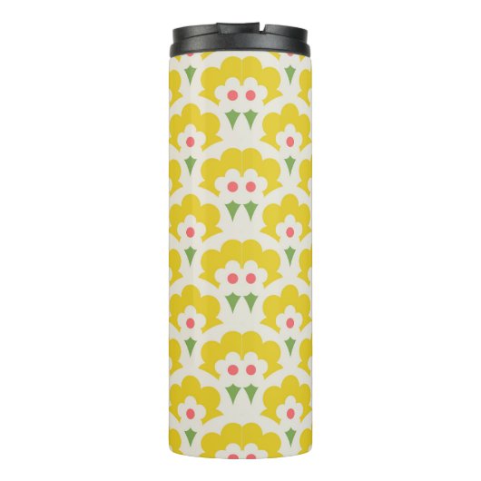 Retro Yellow Flower Garden Pattern Thermosbeker (Achterkant)