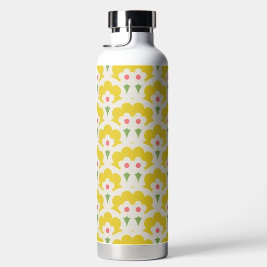 Retro Yellow Flower Garden Pattern Waterfles (Rechts)