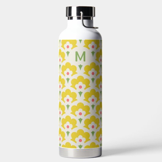 Retro Yellow Flower Garden Pattern Waterfles (Links)