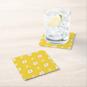 Retro Yellow Geometric Pattern Kartonnen Onderzetters