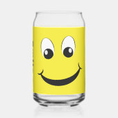 Retro Yellow Happy Face Avec Sourire Nom Monogramm (Verso)