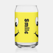 Retro Yellow Happy Face Avec Sourire Nom Monogramm (Gauche)