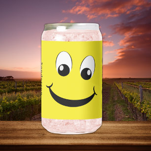 Retro Yellow Happy Face Avec Sourire Nom Monogramm