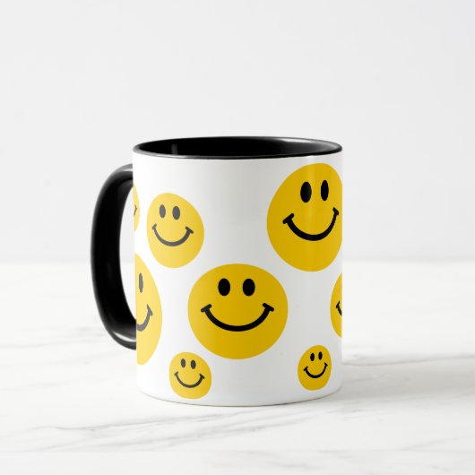 Retro Yellow Happy Face Mok (Voorkant links)