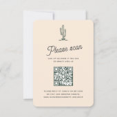 Retro Yellow Saguaro Cacti woestijn Wedding QR Cod RSVP Kaartje (Voorkant)