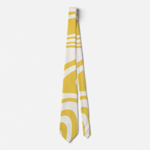 Retro Yellow Swirl Pattern Stropdas