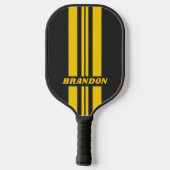Retro Yellowjacket Dual Rally Stripes met naam Pickleball Paddle (Achterkant)