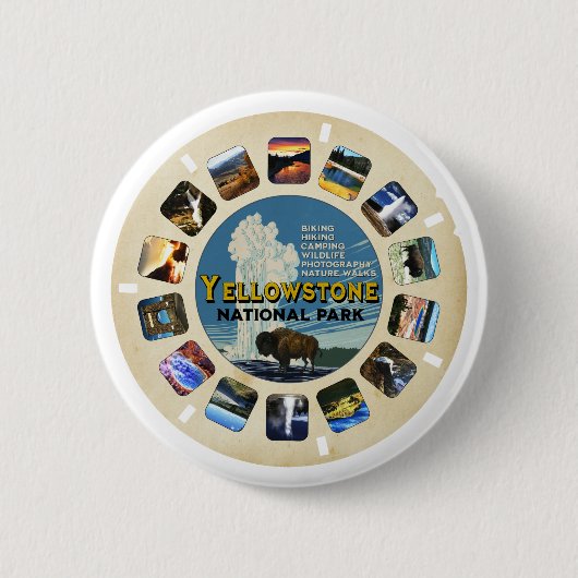 Retro  Yellowstone National Park Souvenir Ronde Button 5,7 Cm (Voorkant)