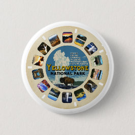 Retro Yellowstone National Park Souvenir Ronde Button 5,7 Cm