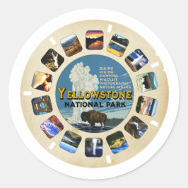 Retro Yellowstone National Park Souvenir Ronde Sticker