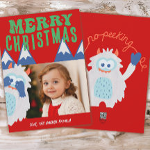 Retro Yeti grillige Kinder kerstfoto