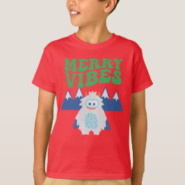 Retro Yeti Whimsical Kinder Kerst T-shirt