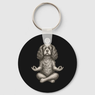 Retro Yoga Hond Cavalier King Charles Spaniel Leuk Sleutelhanger