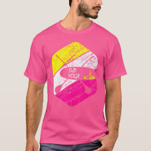 Retro Yoga Sup Paddle Board Krijgershouding Virabh T-shirt