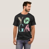 Retro Yoga Typografie met Silhouetten van Poses T-shirt (Voorkant volledig)