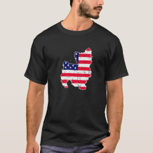 Retro Yorkshire Terrier American Flag 4th T-shirt