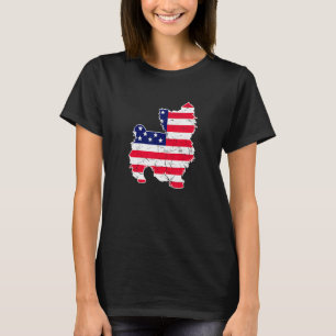 Retro Yorkshire Terrier American Flag 4th T-shirt