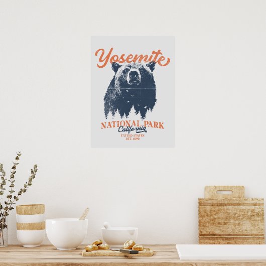 Retro Yosemite National Park California Black Beer Poster (Keuken)