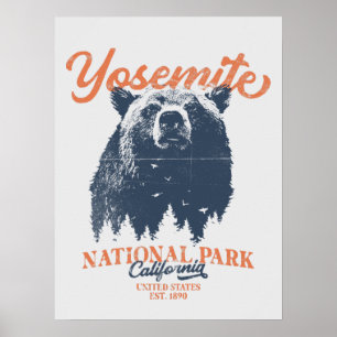 Retro Yosemite National Park California Black Beer Poster