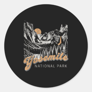 Retro Yosemite National Park VS Vintage Dames T-Sh Ronde Sticker