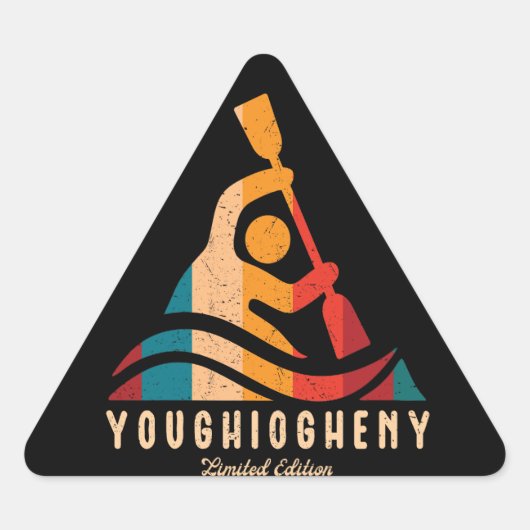 Retro Youghiogheny River Kayaking Driehoek Sticker (Voorkant)