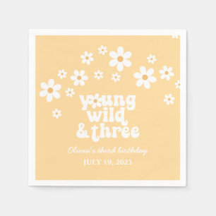 Retro Young Wild drie Daisy floral 3rd jarig Servet