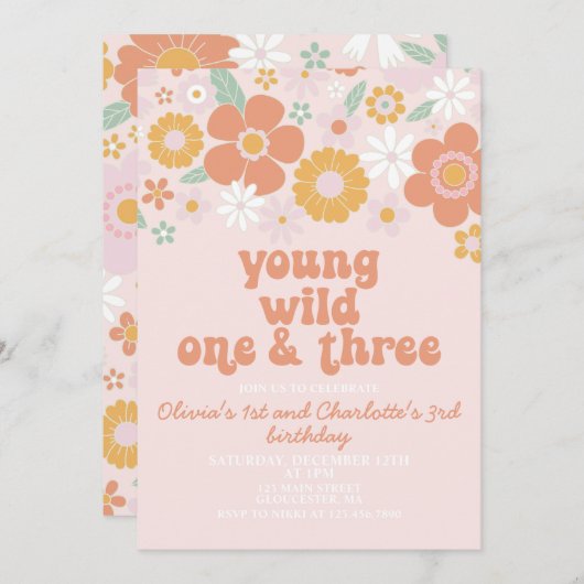 Retro Young Wild One en Drie Kaart (Voorkant / Achterkant)