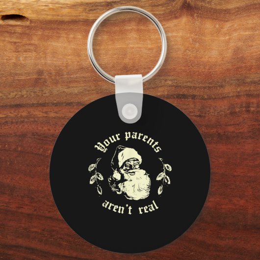 Retro Your Parents Aren't Real Santa Funny Christm Sleutelhanger (Voorkant)