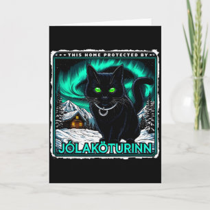 Retro Yule Kat IJslands Dit Huis Beschermd Jólak Kaart